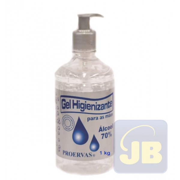 ALCOOL GEL 1 LT COM VALVULA 70 INPM 1kg PROERVAS COD. 17