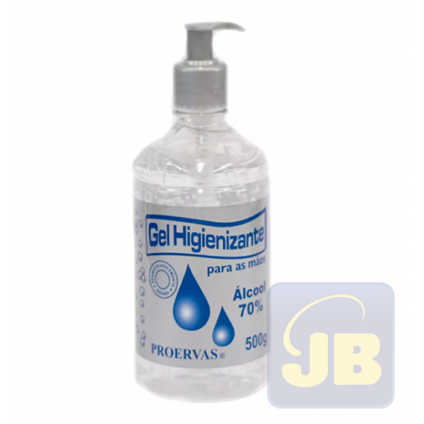 ALCOOL GEL 500 ML COM VALVULA 70 INPM PROERVAS COD. 15