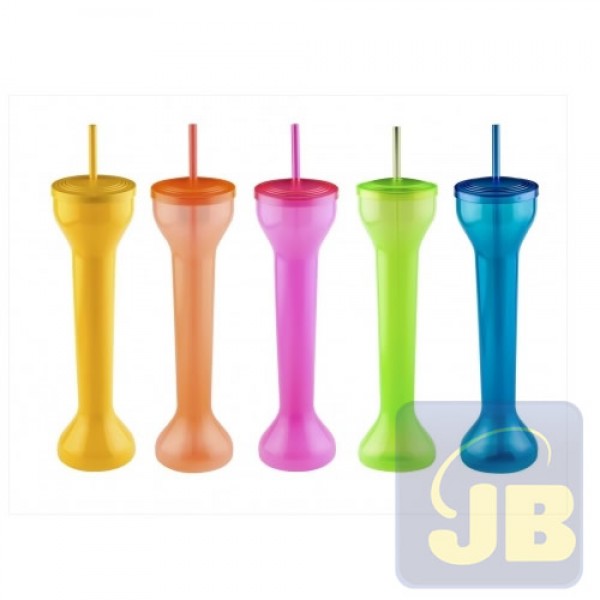 COPO PLASTICO DE CAPETA TULIPA 900 ML COM TAMPA CX 20 - SORTIDA COD. 396