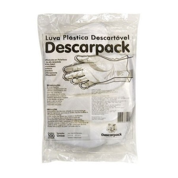 LUVA PLASTICA DESCARTAVEL PCT 100 COD. 1...