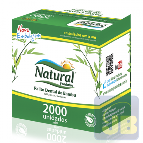 PALITO DE DENTE BAMBU EM SACHE NATURAL C...
